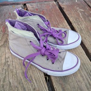 CONVERSE ALL STAR Toddler 12 HIGH TOP SHOES Cons PURPLE GRAY Mint Punk Skate Zip